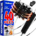 Holikme 40 Feet Dryer Vent Cleaner Kit front view showing flexible rods and brush head