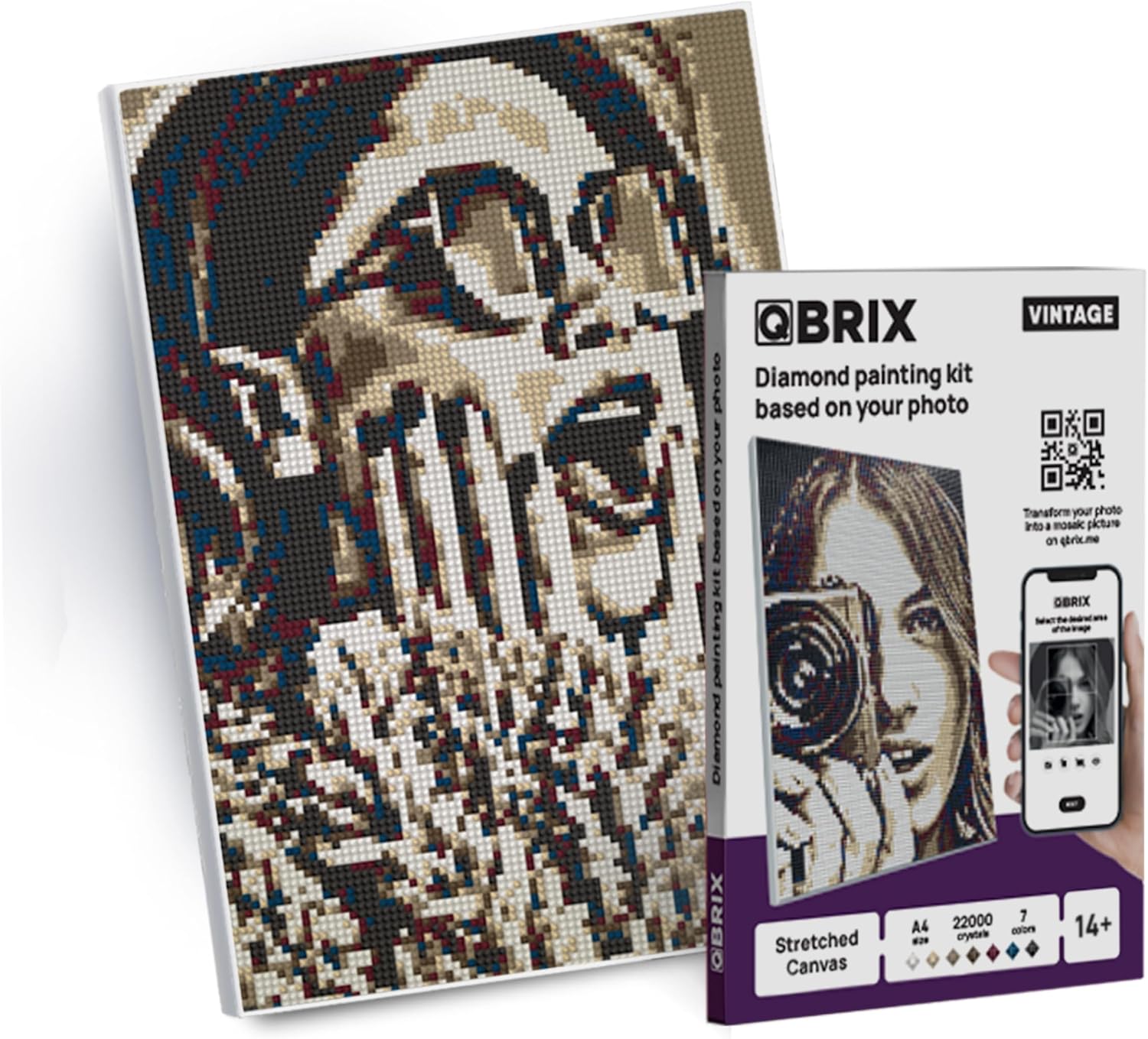 QBRIX framed diamond art custom painting kit front view
