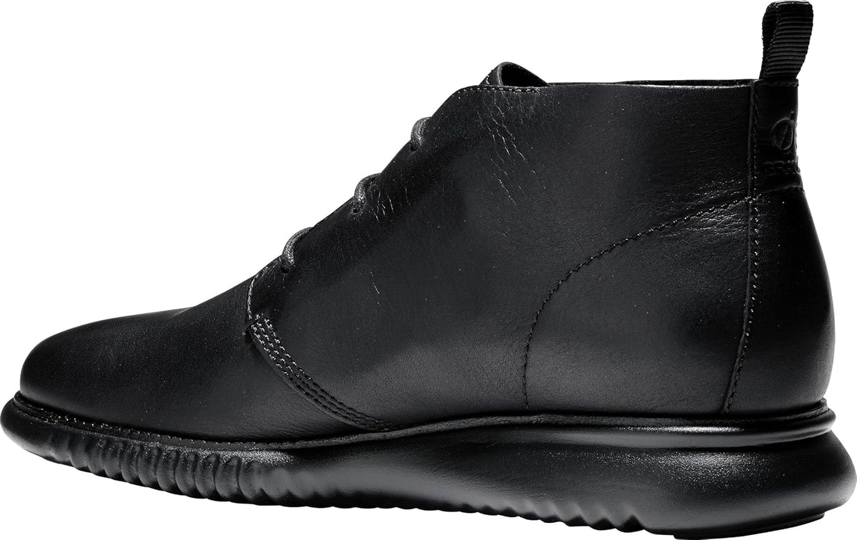 Cole Haan black leather chukka boot back angle view