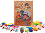 Assorted colorful interactive furry rattle mice for indoor kittens.