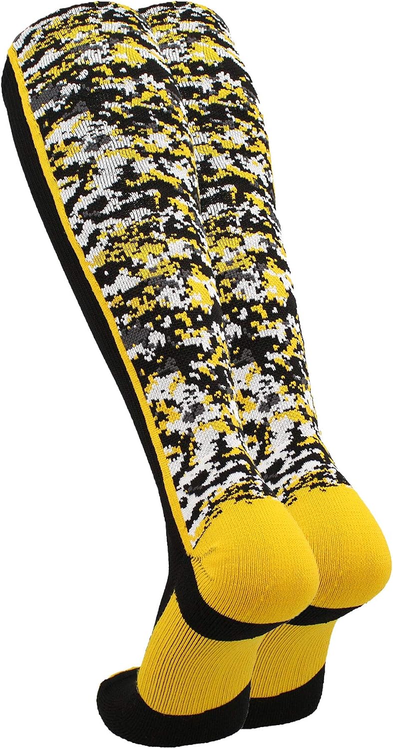 TCK athletic sports socks black and gold side profile