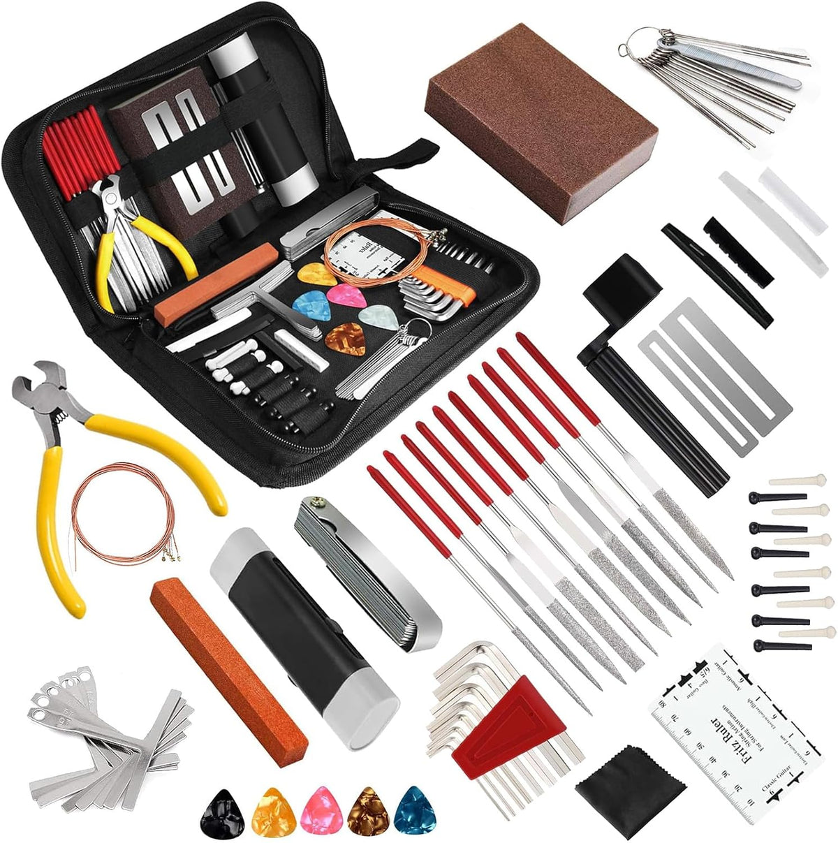 Hanbangabc 72 pieces guitar tool kit front view