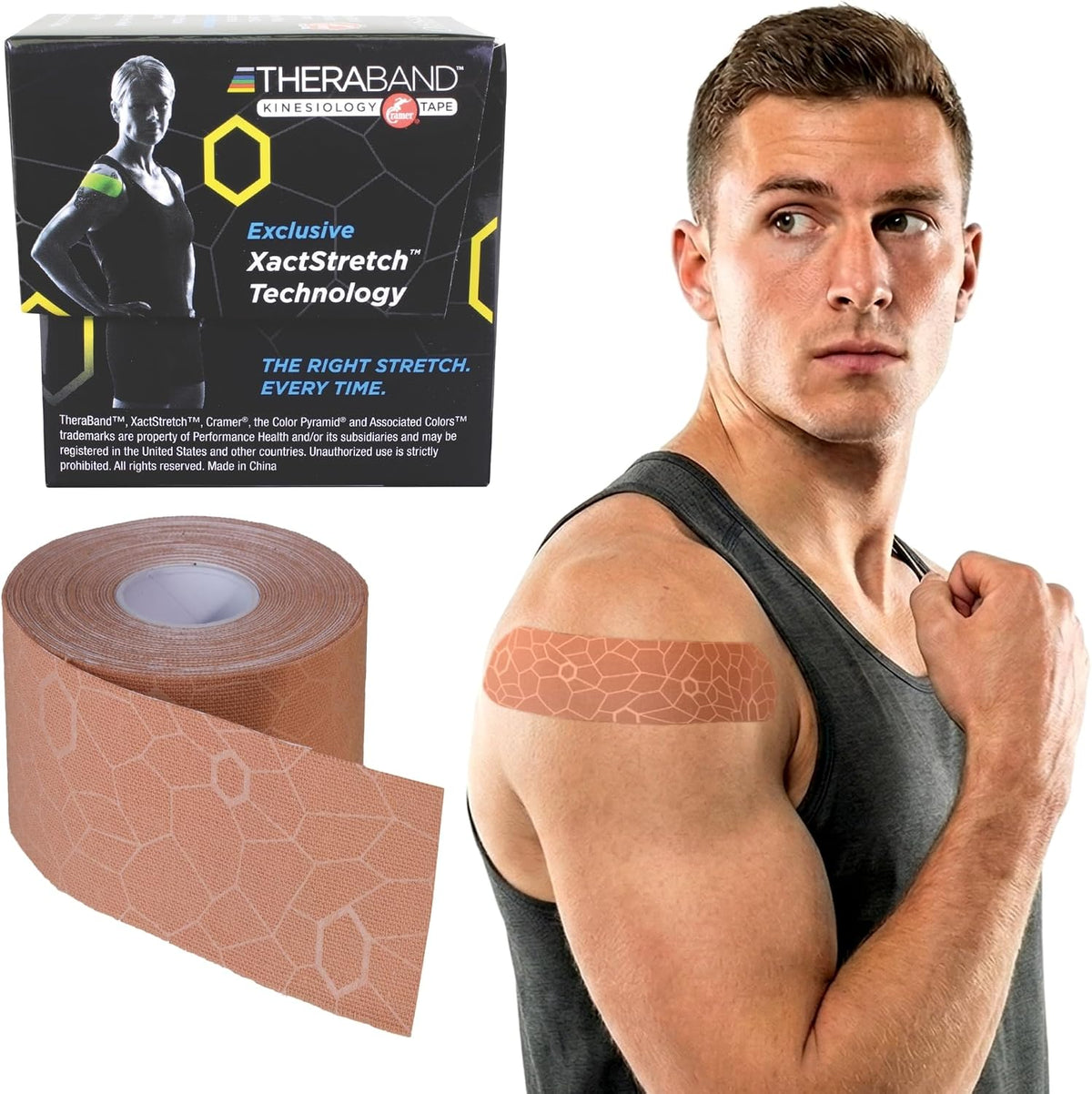 THERABAND Kinesiology Tape, Knee, 2'' X 103.3 Foot Bulk Roll, Black/Black | Latex-free kinesiology tape for knee, shoulder and athletic taping, with XactStretch application indicators - Image 15