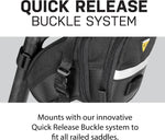 Topeak saddle bag rear view highlighting 3M reflective strip and light clip