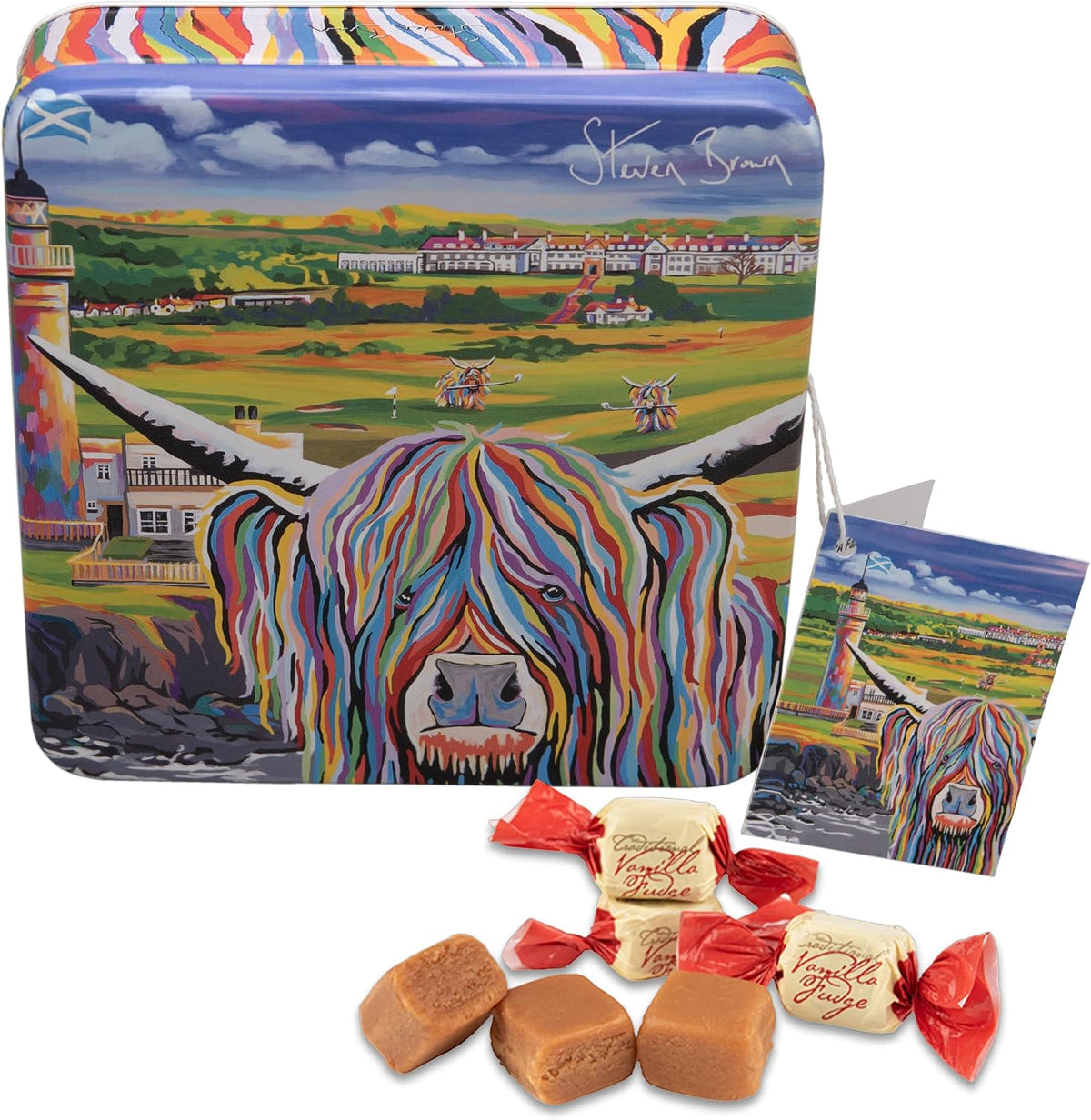Gardiners of Scotland Handmade Fudge, Steven Brown - Lizzie McCoo Salted Caramel Fudge 7 Ounce Square Tin - Image 9