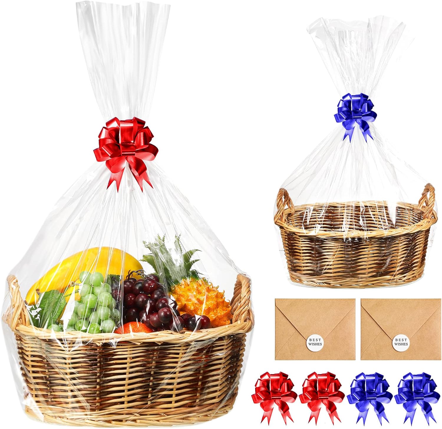 Maitys 2 sets empty woven wicker gift baskets front view for DIY hampers