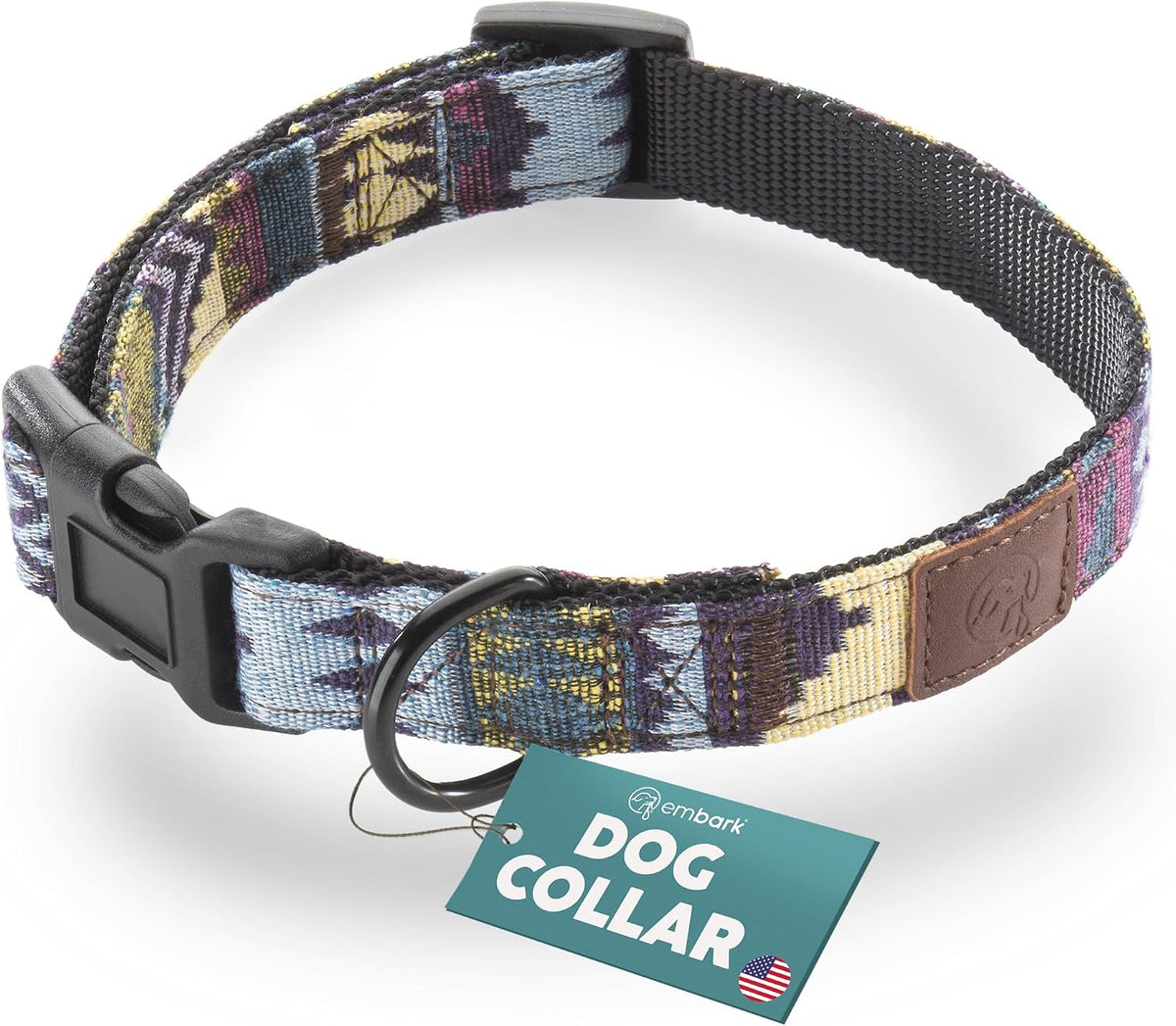 Embark Dog Collar - Adjustable Heavy Duty Outdoor Pet Training Collar | Built With Durable Waterproof Nylon, a Heavy Duty D-Shape Leash Attachment Hook, and an Adjustable Strap - Aztec - Image 9