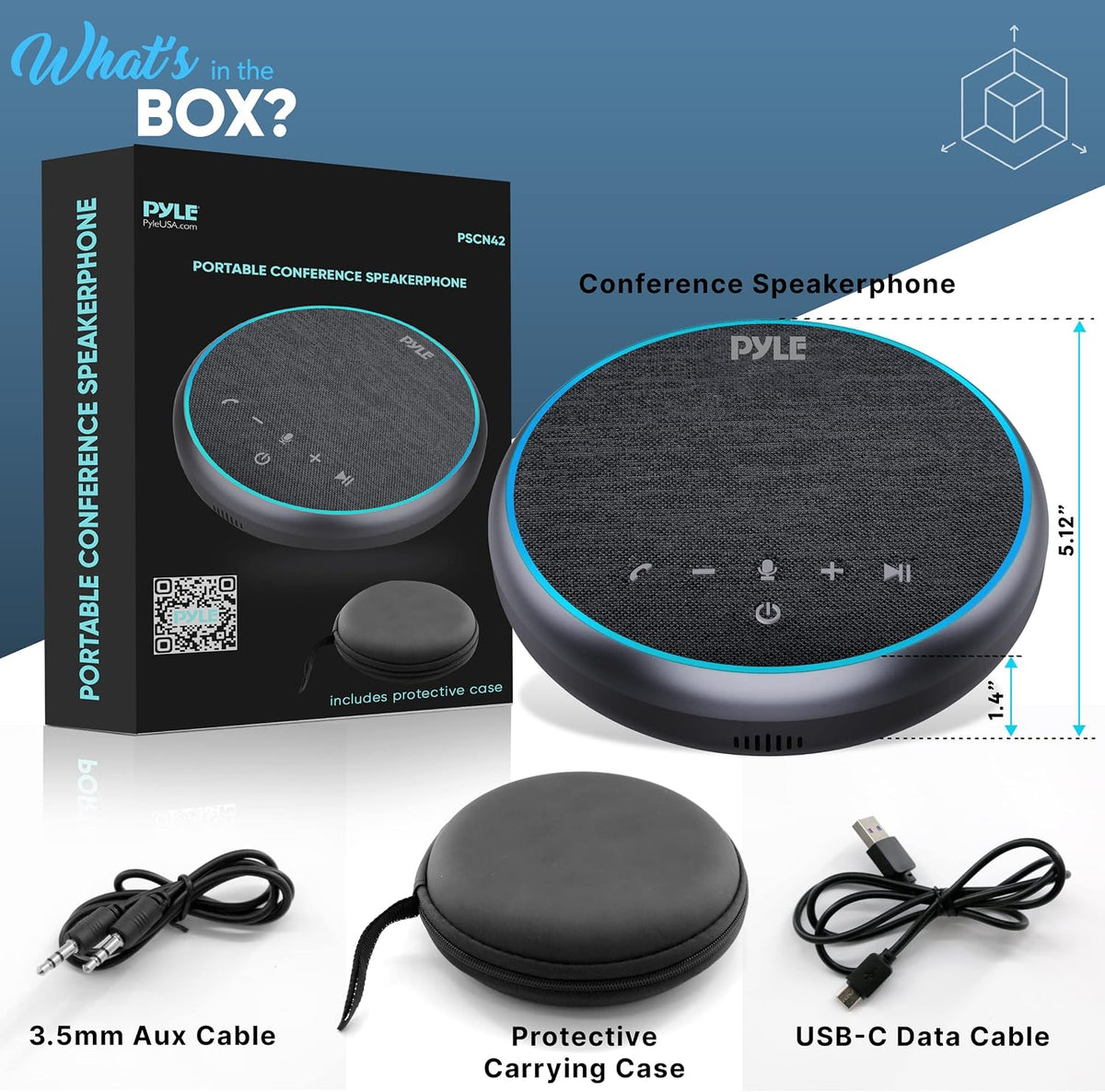Pyle wireless Bluetooth speakerphone accessories including cables