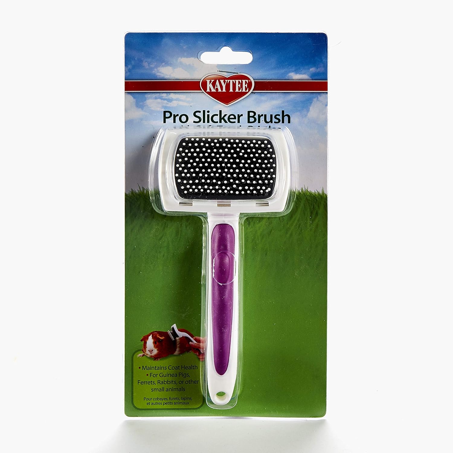 Kaytee Pro-Slicker Brush White Large front view professional grooming tool for small pets