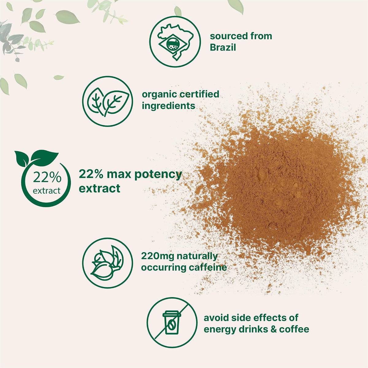 Micro Ingredients organic guarana powder nutritional and serving information