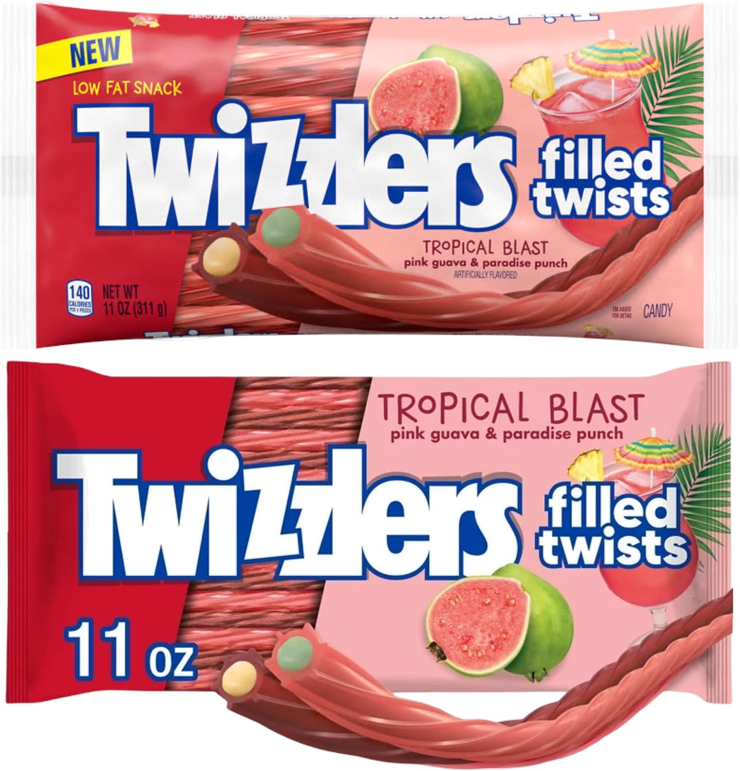 Twizzlers Filled Twists Tropical Blast front view of two-pack packaging