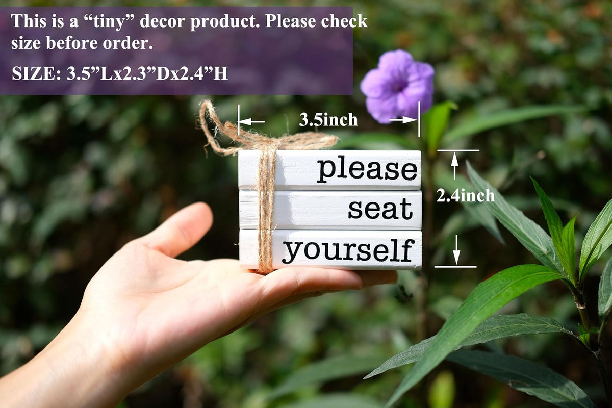 LIVDUCOT Farmhouse Mini Bathroom Sign styled on a bathroom tray