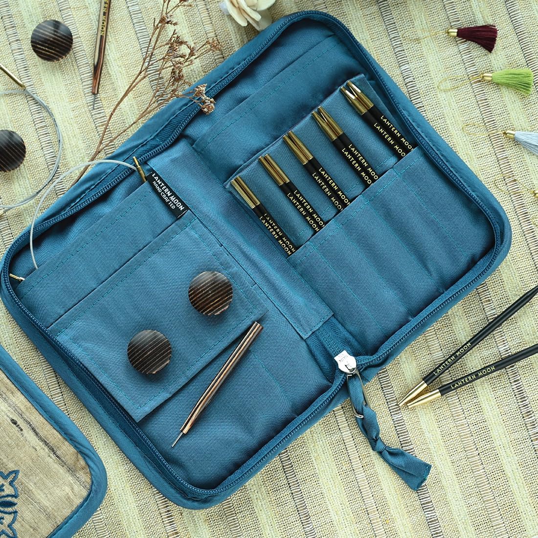 Lantern Moon complete knitting needle kit packed in pouch
