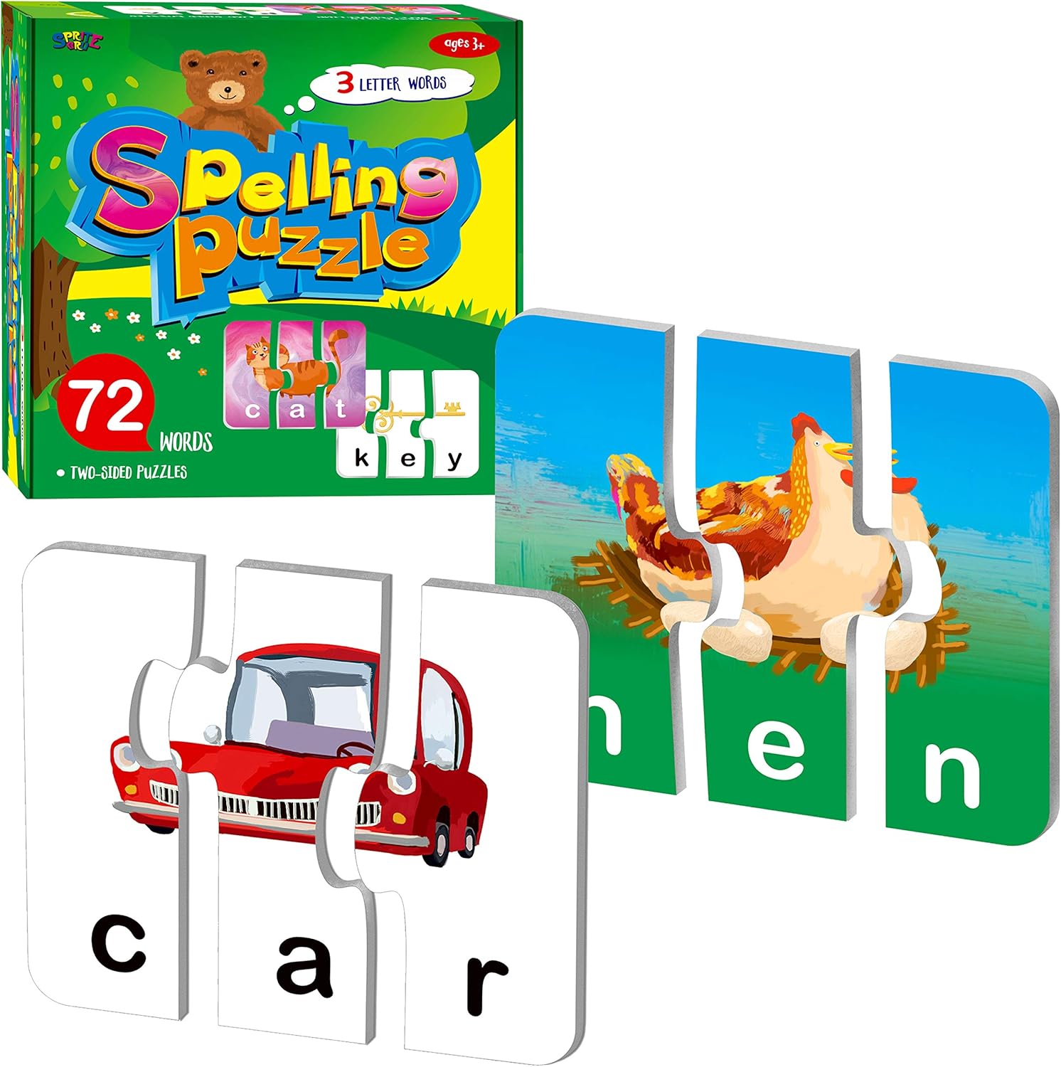 SpriteGru 72 Word Spelling Puzzles preschool educational toy front view