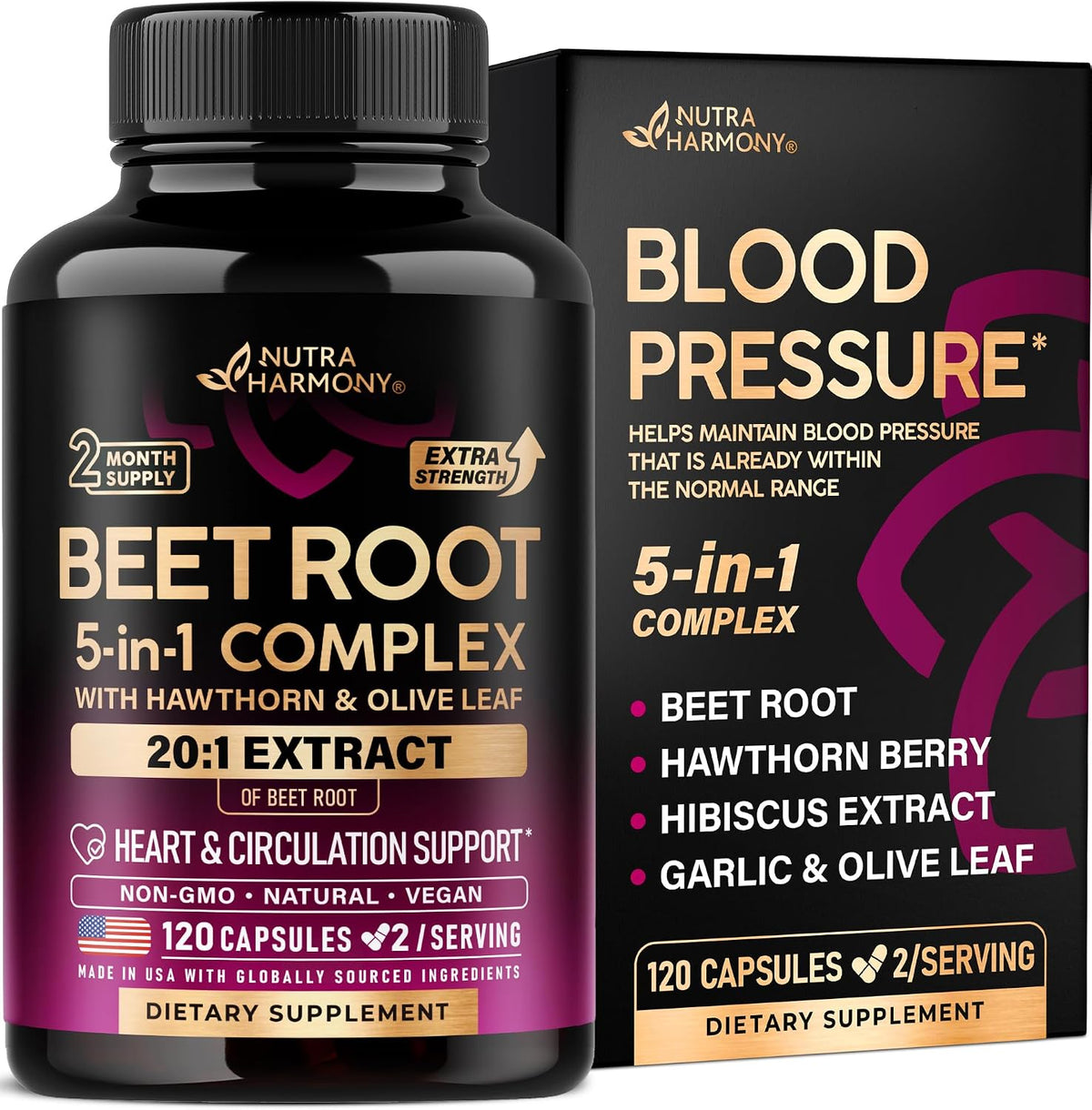 Beet Root Capsules - Healthy Blood Pressure Support Supplement** - 240 Caps | Beet Root for Heart & Circulation Support for Men & Women - with Hawthorn Berry, Hibiscus & Garlic - Nitric Oxide for Energy - Image 9