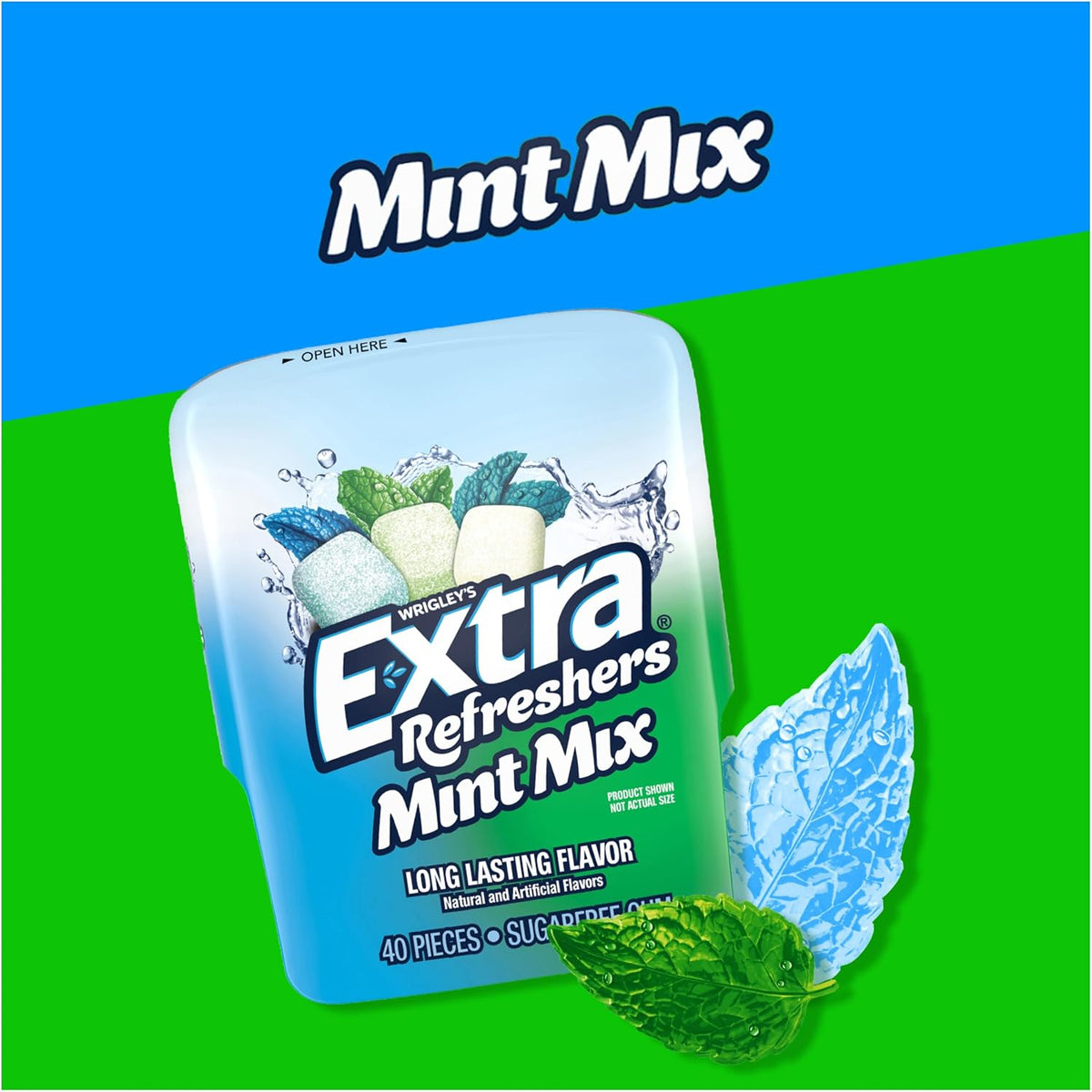 Imported USA Extra Refreshers mint mix gum bottles side view