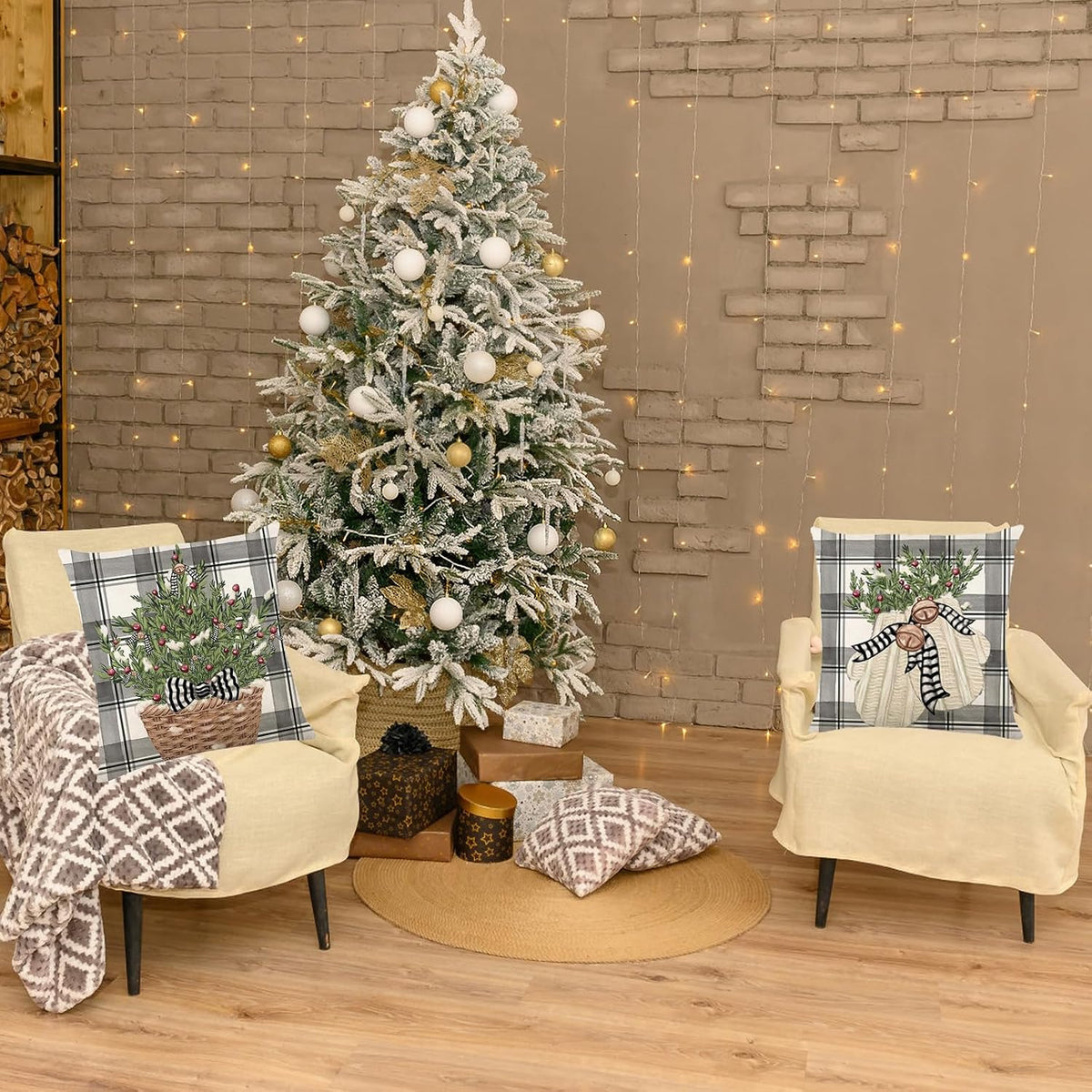 ONFAON festive pillow covers breathable linen fabric texture
