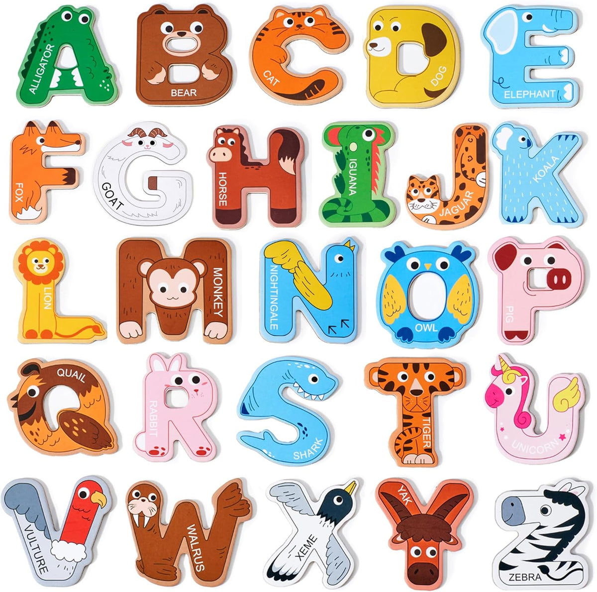 JoyCat magnetic alphabet letters front view on refrigerator