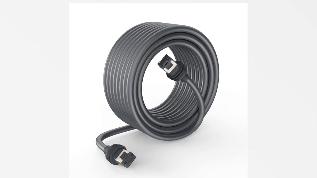 CatBose high speed satellite replacement cable laid out flat demonstrating its flexible anti tangle outdoor construction.