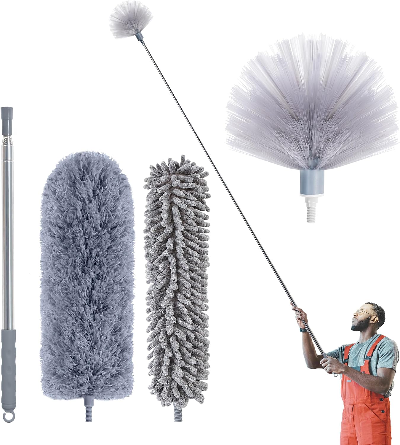 IVYROLL cobweb duster front view with 100 inch extension pole