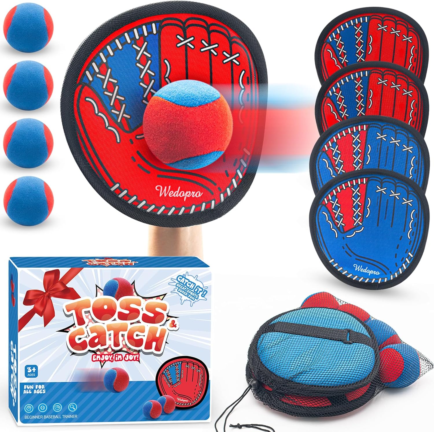 Wedopro toss and catch ball game set front view for outdoor fun