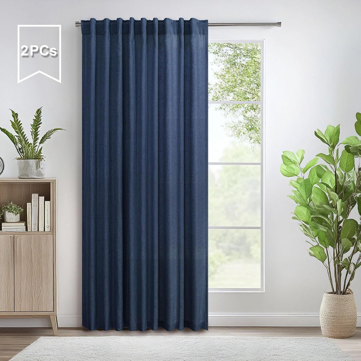 Pitalk 102 Inch Long Curtains 2 Panel for Living Room Dining Back Tab Loop Pocket Custom Natural Linen Sheer Ivory Cream Curtain for Bedroom Playroom Boho Farm House Cottage Core Decor 42 x 102 Length - Image 13