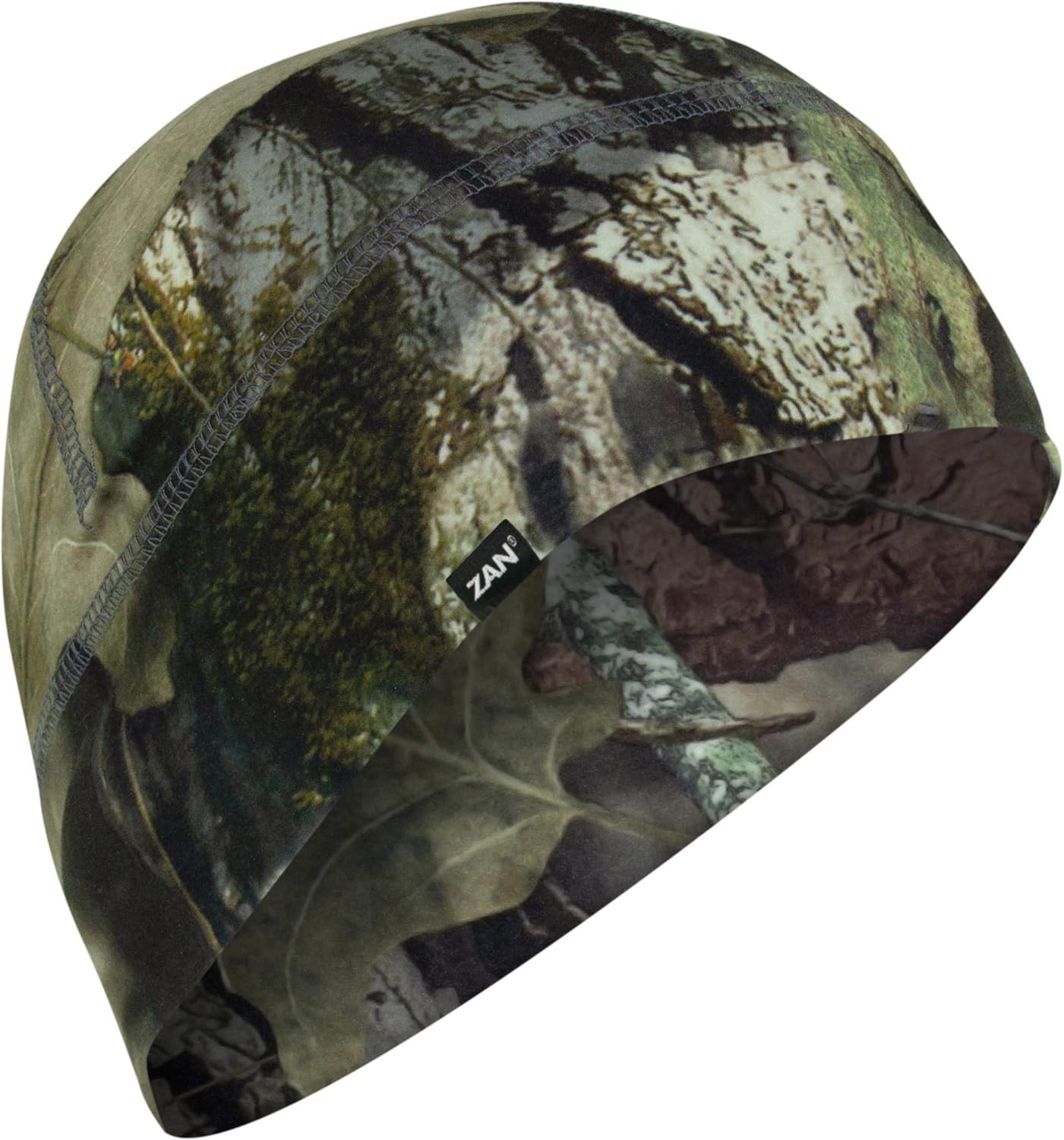 Zanheadgear SportFlex Series Helmet Liner Beanie in Mossy Oak camouflage pattern front view.