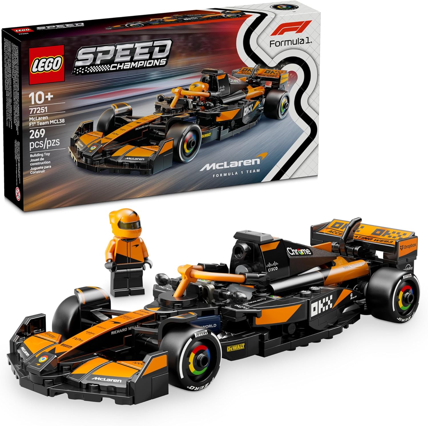 LEGO Speed Champions McLaren F1 Team MCL38 race car front view