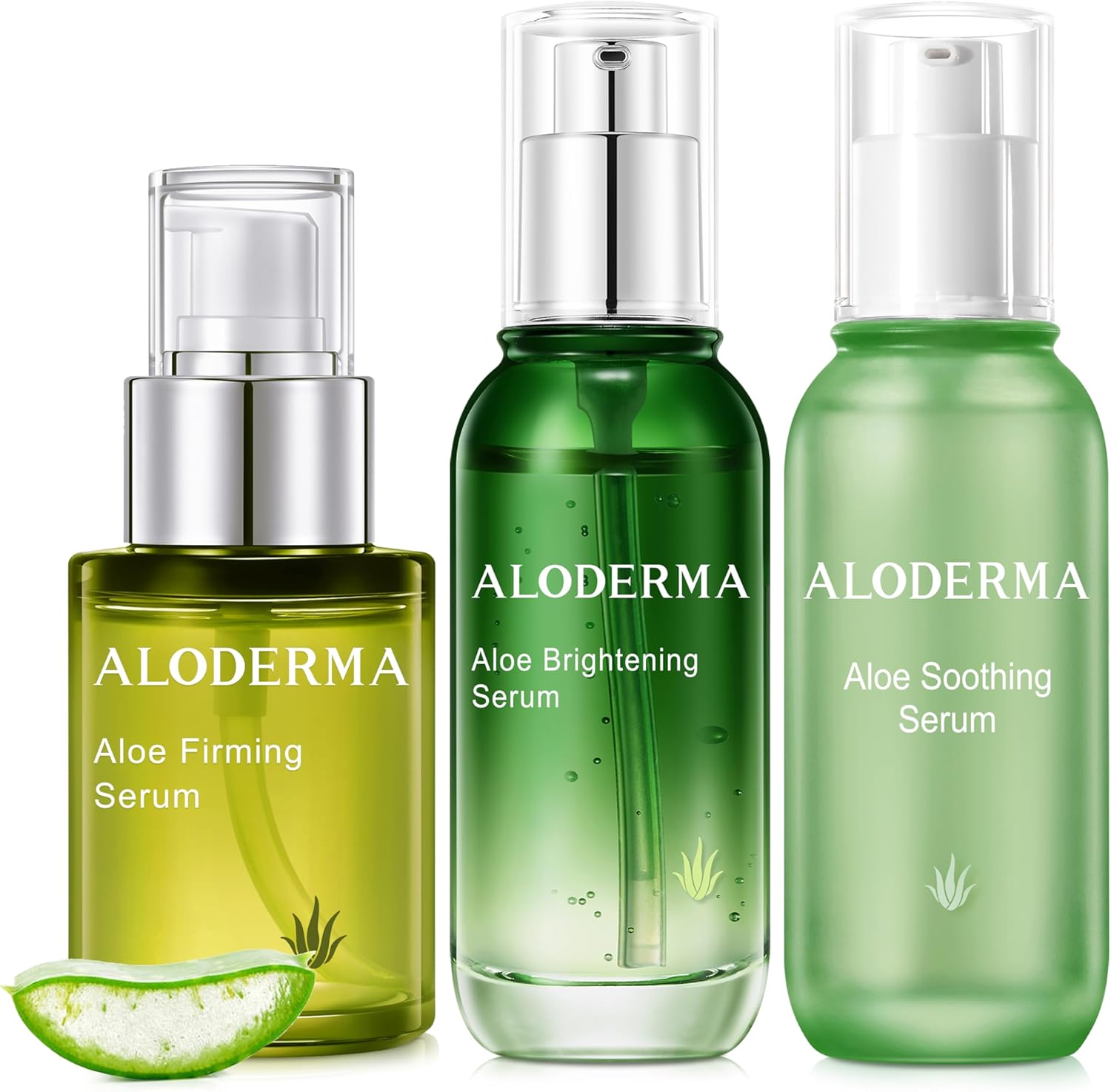 Aloderma Aloe Face Serums Set 3 Pieces front view packaging