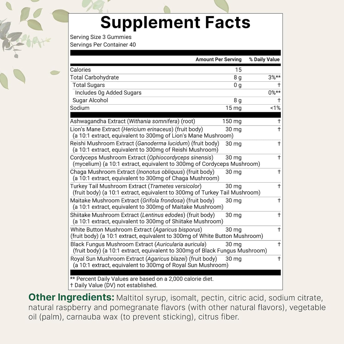 Micro Ingredients Mega Mushroom Gummies ingredient highlights and label details