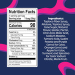 Blobs vegan low calorie sour gummies bag showing nutritional facts
