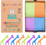 Lily and Edith Kids Biodegradable Dental Floss Picks front view of zero waste packaging box