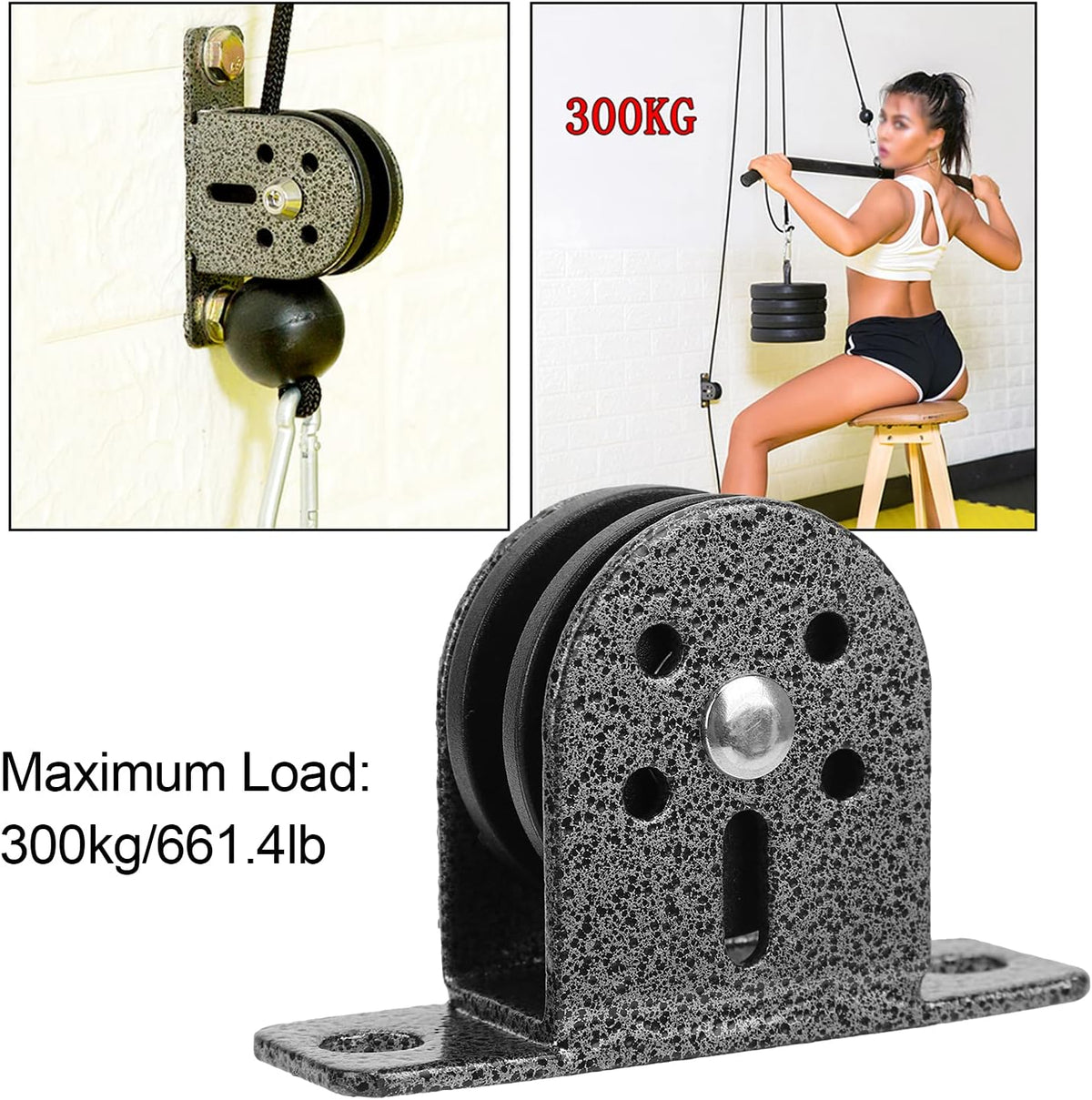 Lvifloae heavy duty pulley block installed for home gym cable setup