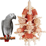 Kencunay natural corn stick parrot toy front view inside cage