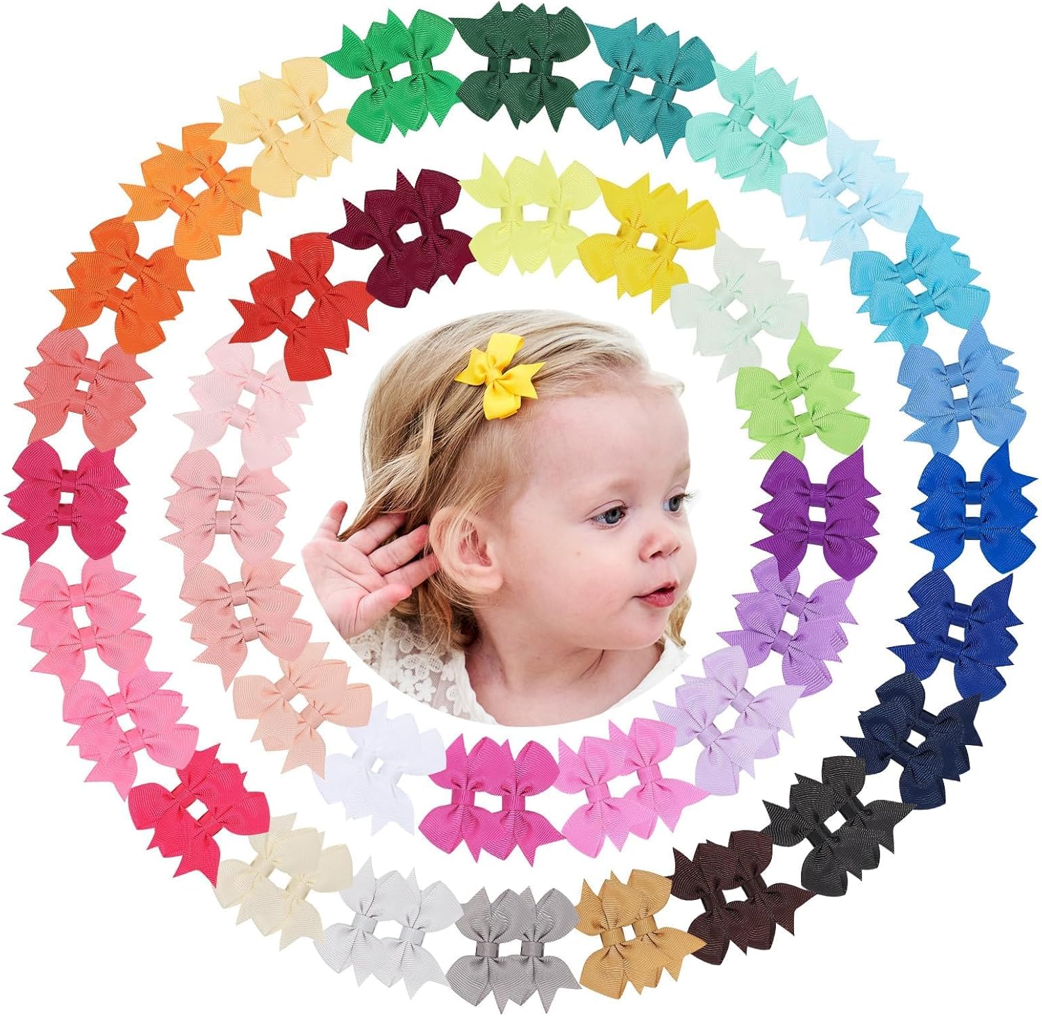 Doboi 80 piece baby girls grosgrain ribbon hair bows set
