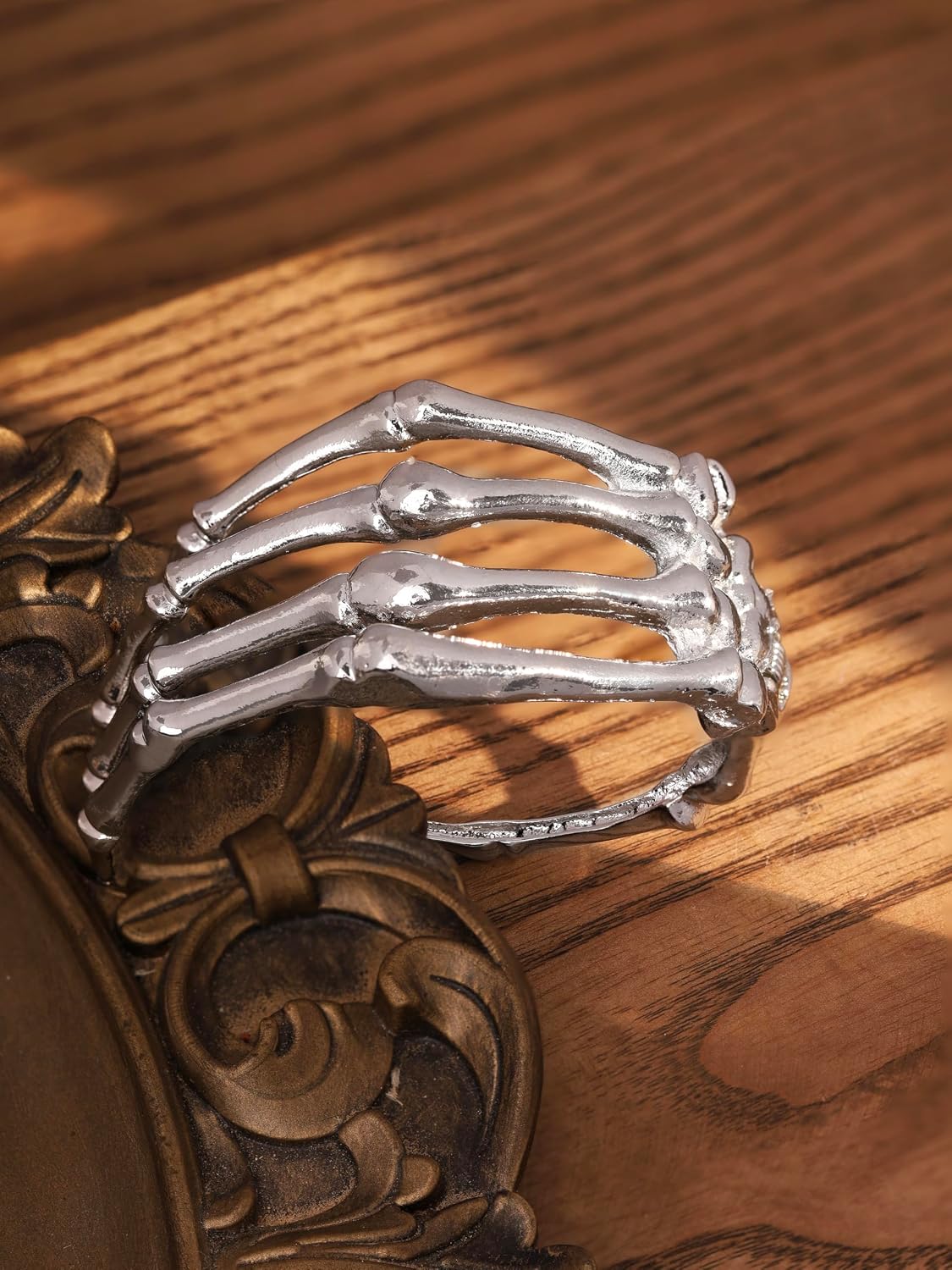 HAQUIL cable cuff bangle showing skull detail