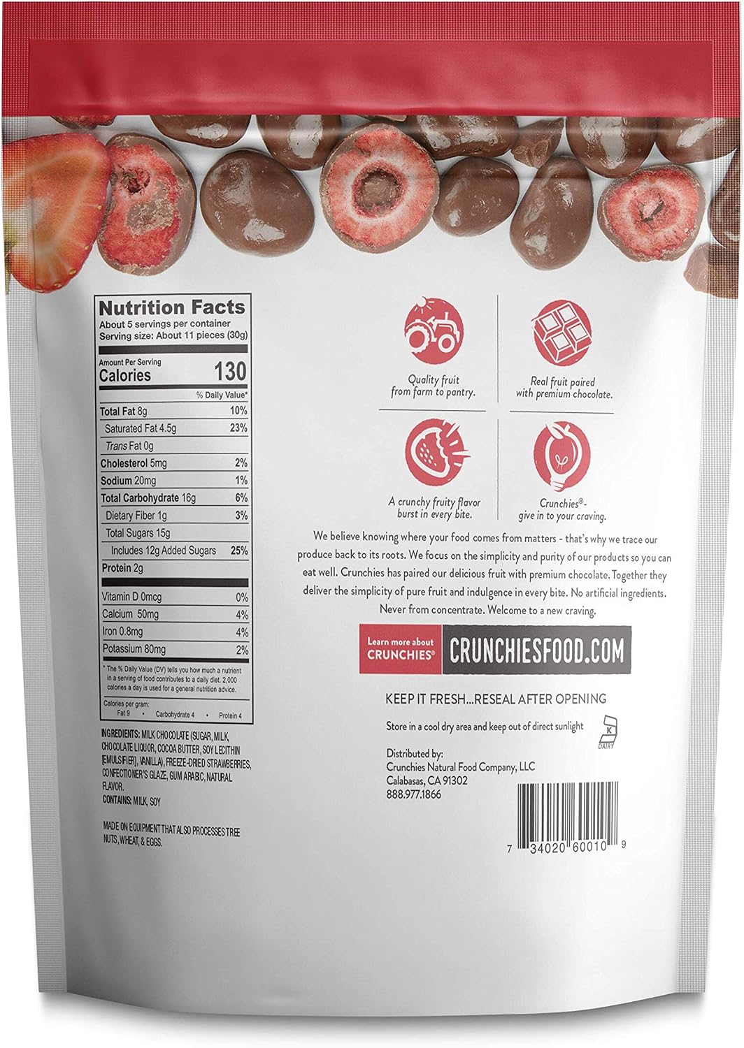Close up of gourmet chocolate coated freeze dried strawberries