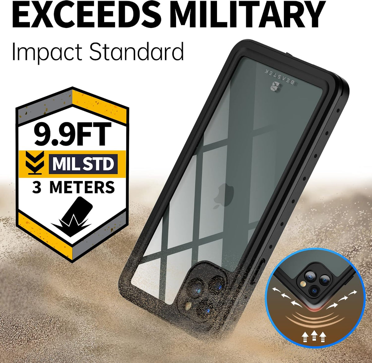 BEASTEK IP68 underwater case submerged in water
