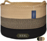 COMSE XXXLarge Woven Blanket & Laundry Basket, 87L, White & Light Brown | 21.7" x 13.8", Cotton Rope, Nursery Hamper for Storage of Toys Clothes Towels, Ideal for Living Room Bedroom Bathroom - Image 9