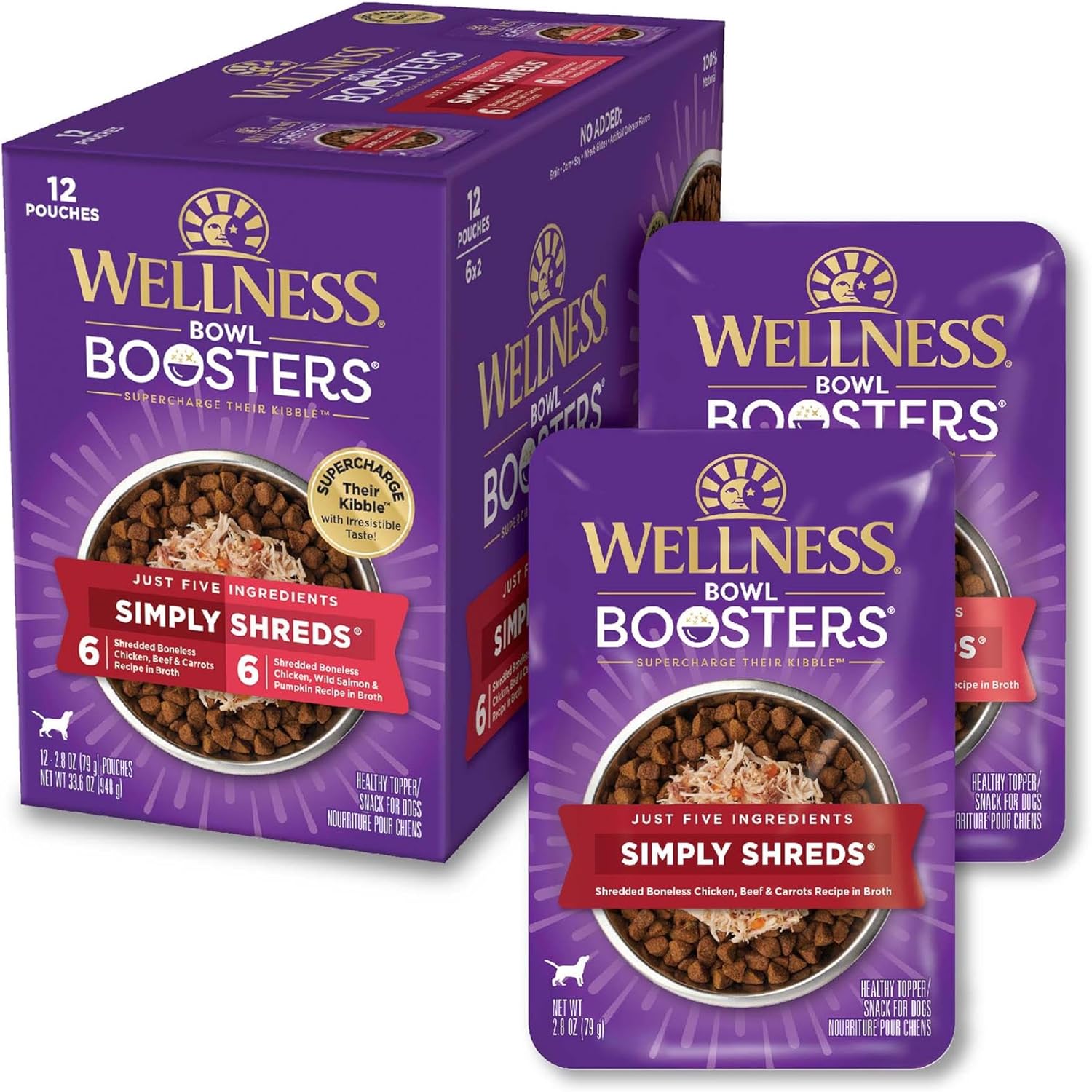Wellness Bowl Boosters Simply Shreds Variety Pack front view