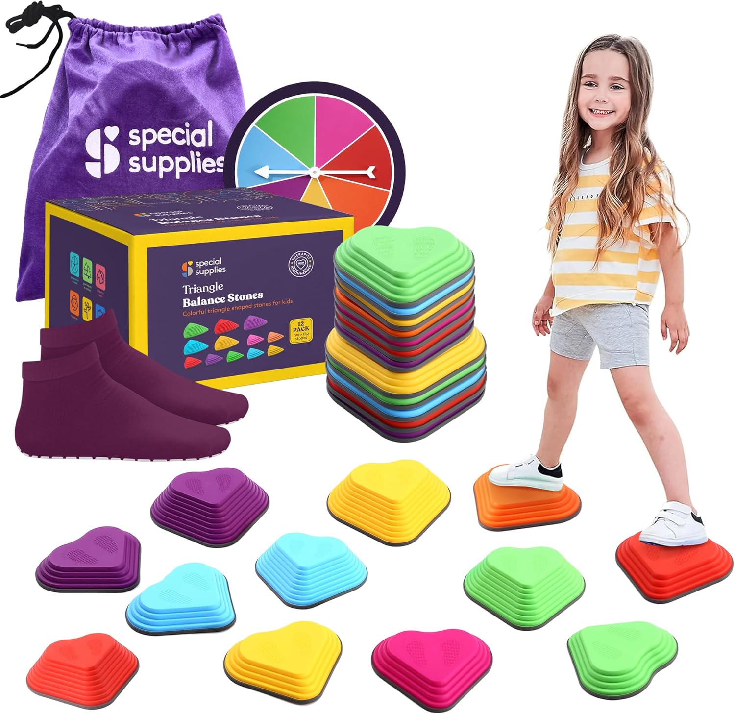Special Supplies 12 piece stepping stones front view for kids balance training