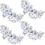 Isslly rhinestone flower hair clips front view showing sparkling silver crystal details