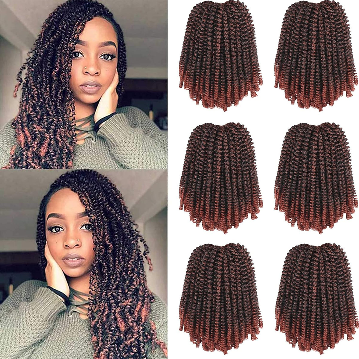 Xtrend 12 Inch 2 Packs Spring Twist Hair For Butterfly Faux Locks And Invisible Locs Short Crochet Braids Hair Synthetic Spring Curl Hair Extension For Women (1B#) - Image 11