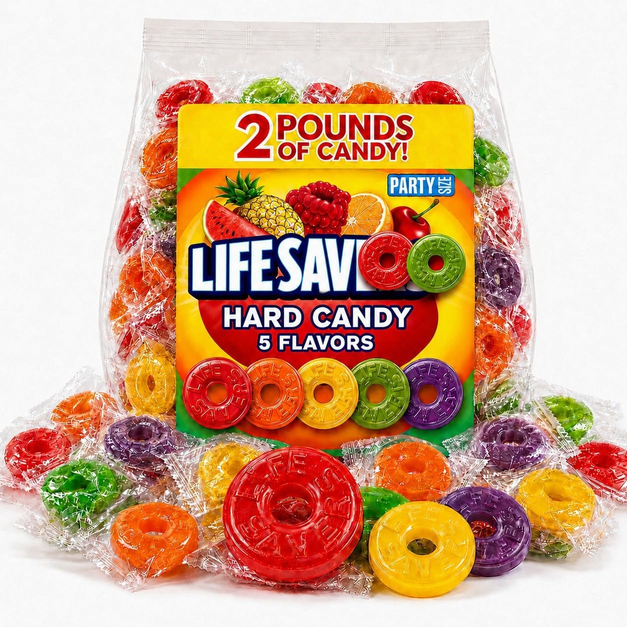 Reg 5 Flavors Hard Candy assorted fruit bulk bag front view