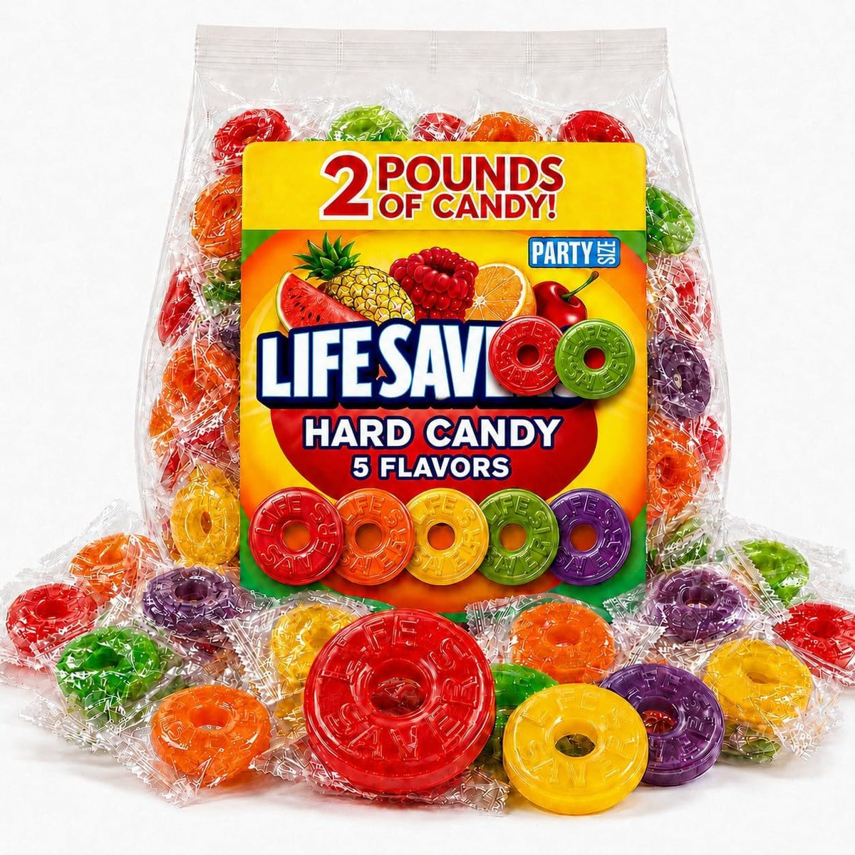 Reg 5 Flavors Hard Candy assorted fruit bulk bag front view