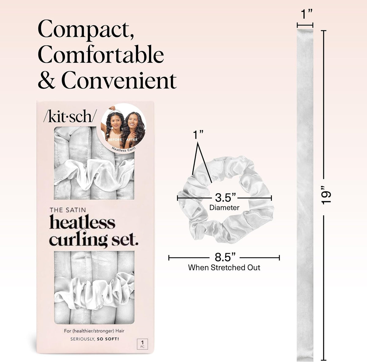 Kitsch 34-inch hair curling headband layout on surface