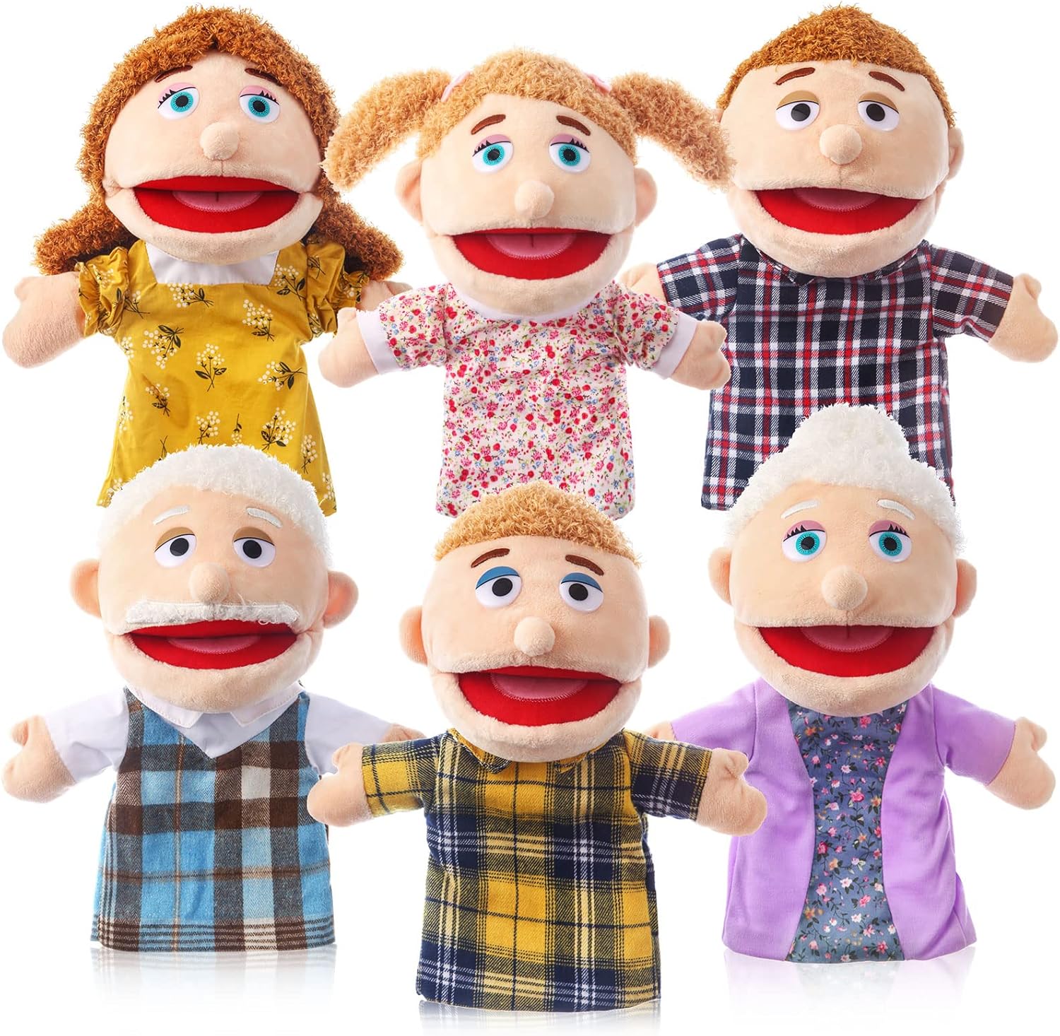 ZJoey 6 piece family hand puppets set front view