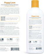 Usage of Veterinary Formula tear-free shampoo on a puppy