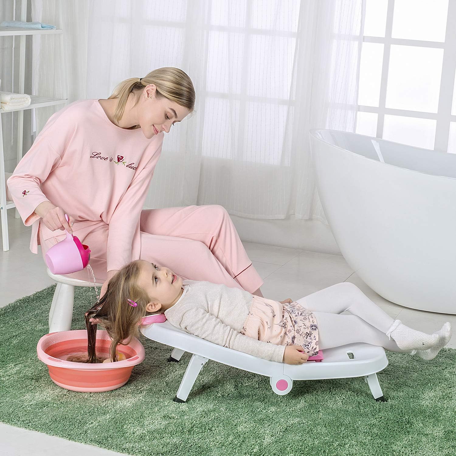 Fedicelly toddler shampoo chair pink front view