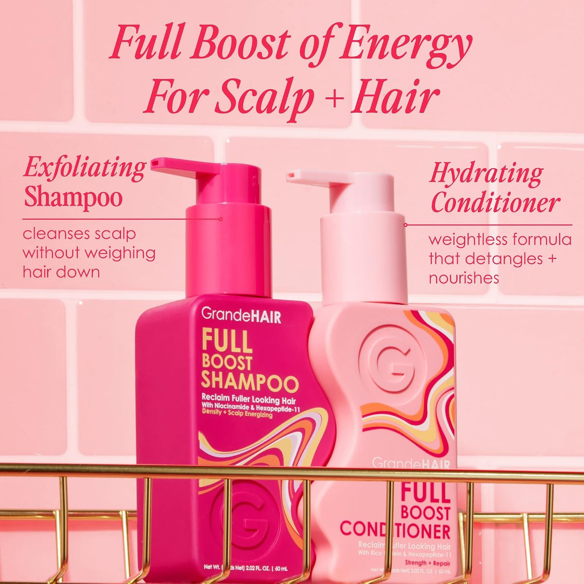 Grande Cosmetics GrandeHAIR Full Cleanse Travel Kit travel size shampoo and conditioner
